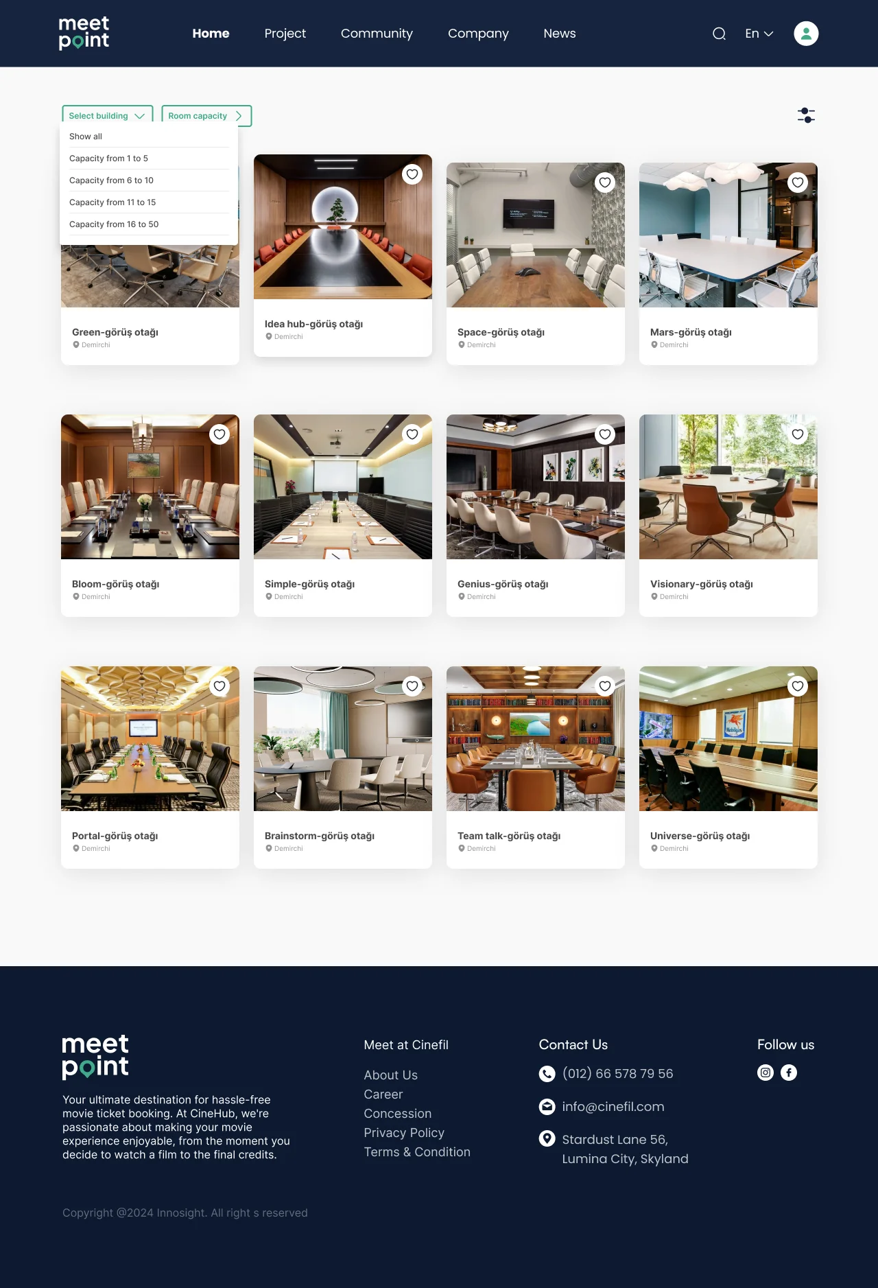 Meeting Point web application UI Interface